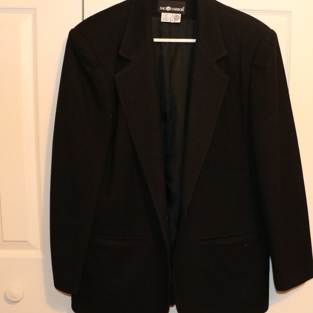 Vintage Sag Harbor Women's Black Wool Blazer Size 12